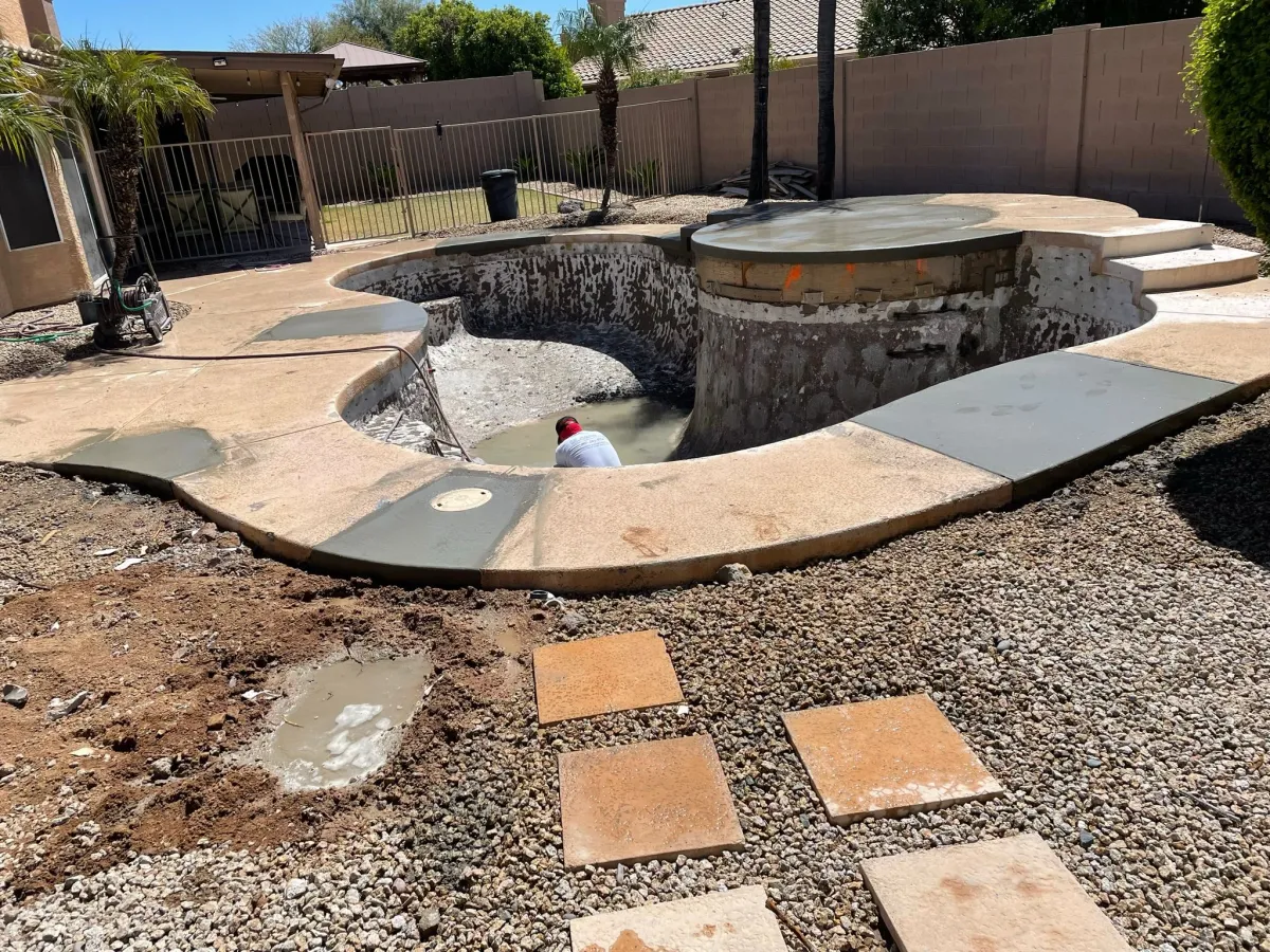 Pool and spa during surface removal